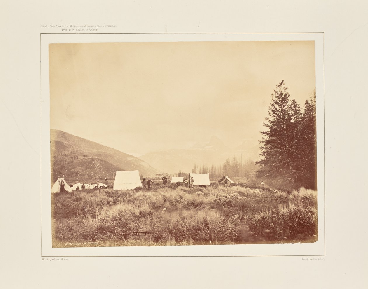 Lejr ved mundingen af Téton Canyon af William Henry Jackson