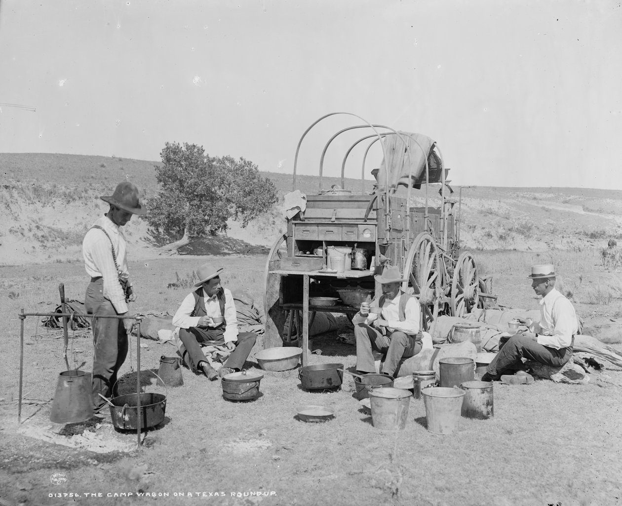 Lejrvogn på en Texas roundup, ca. 1900 (s/h foto) af William Henry Jackson