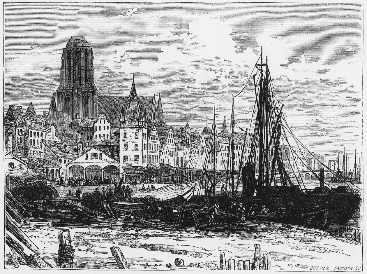 Udsigt over Frankfort-on-the-Main med White Ladies Church i baggrunden, indgraveret af Cutts og Harrison af William Henry James Boot