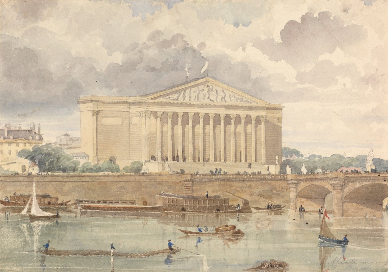 Deputeretkammeret og Pont Louis XVI, 30. juli 1828, klokken 6 om morgenen af William Henry Lake Price