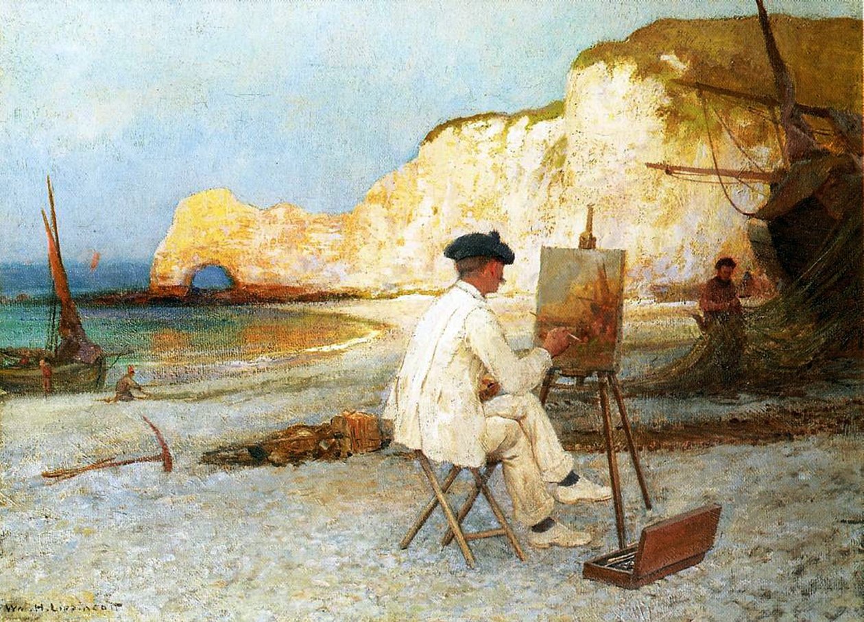 En maler ved havet, ca. 1885 (olie på lærred) af William Henry Lippincott