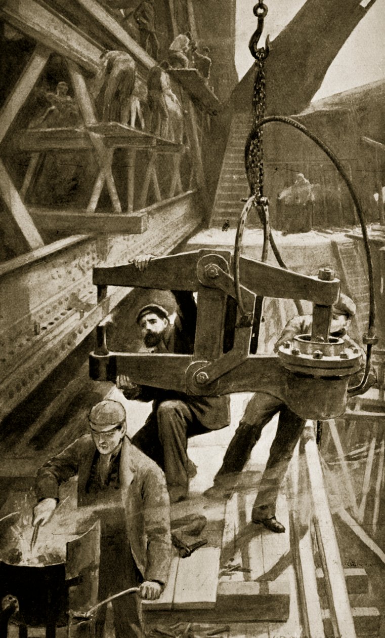 Hydraulisk nitning på Forth Bridge af William Henry Margetson