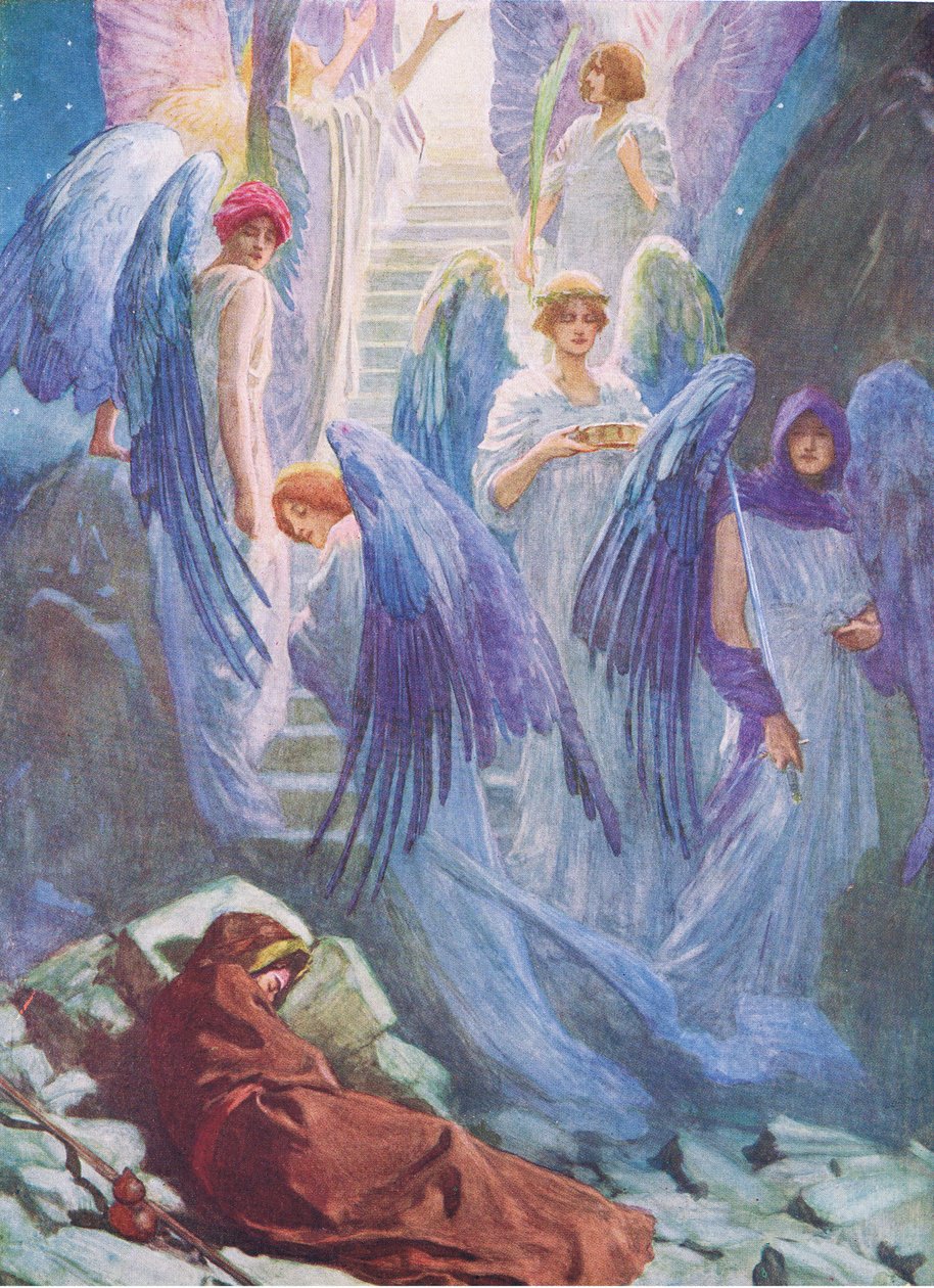 Jacobs drøm, fra The Bible Picture Book udgivet af Thomas Nelson, ca.1950 af William Henry Margetson
