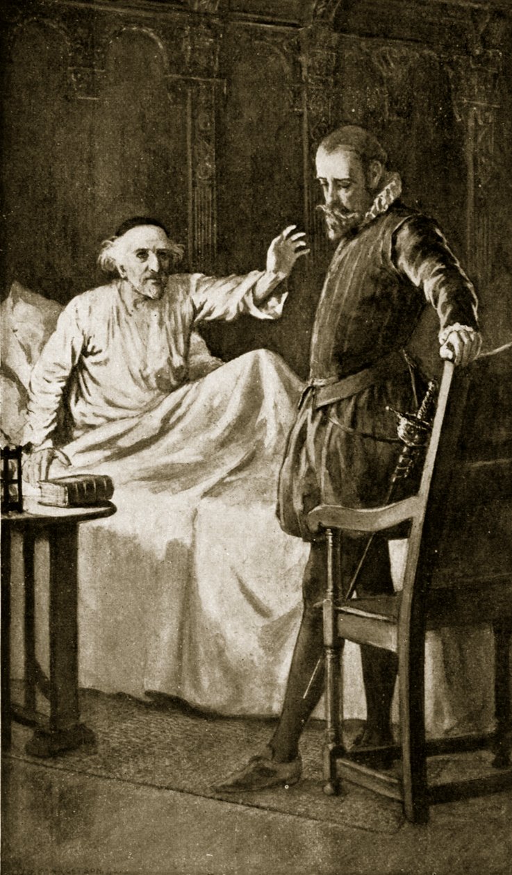 Knox på sit dødsleje, november 1572, illustration fra 