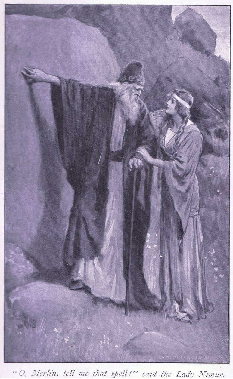 Åh, Merlin fortæl mig den magi! sagde fruen Niume af William Henry Margetson