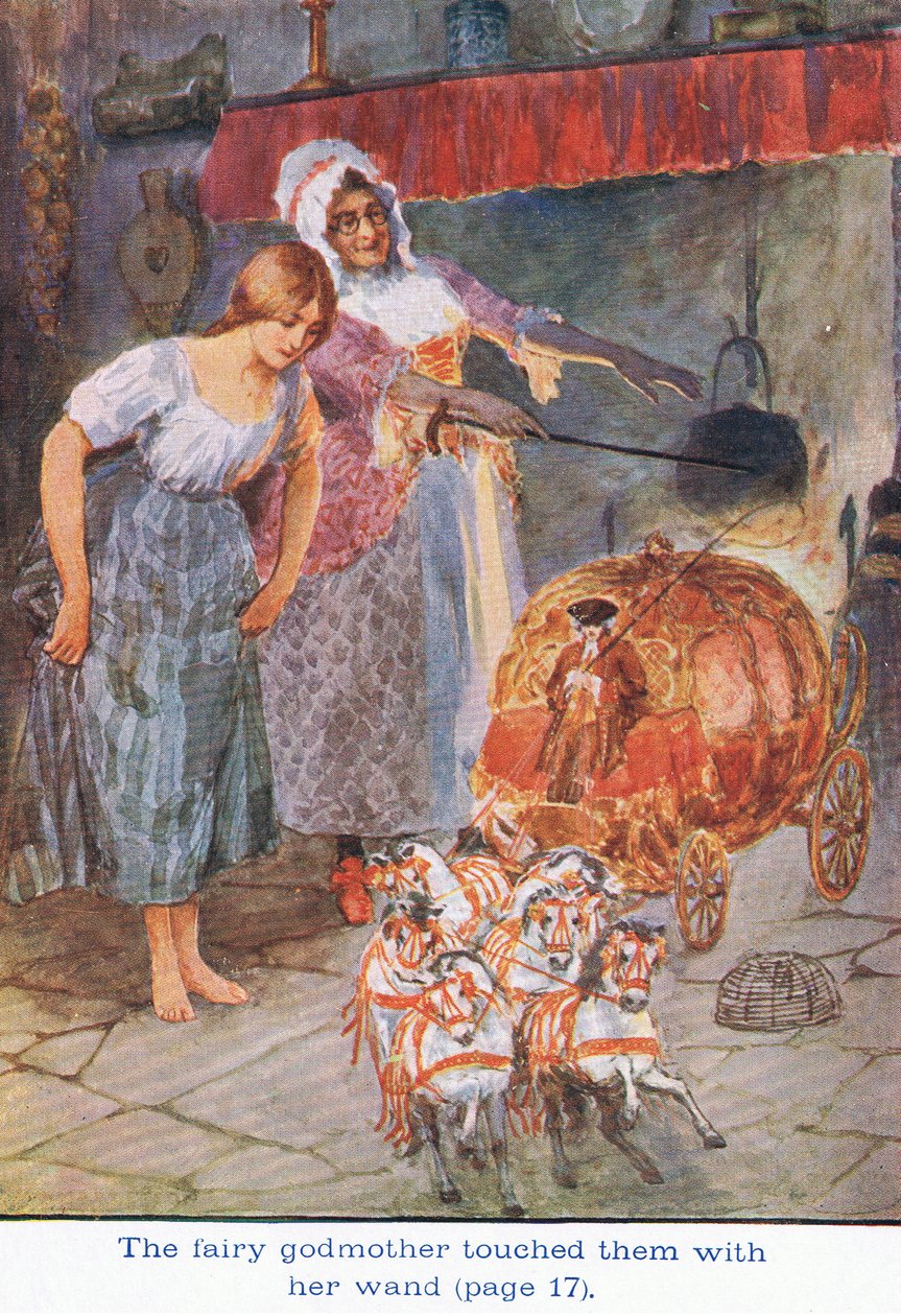 Fairy Godmother rørte ved dem med sin tryllestav, Askepot, 1925 af William Henry Margetson