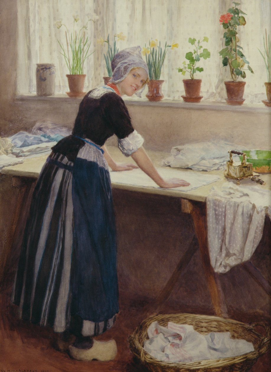 Vaskepigen, 1915 (wc på papir) af William Henry Margetson