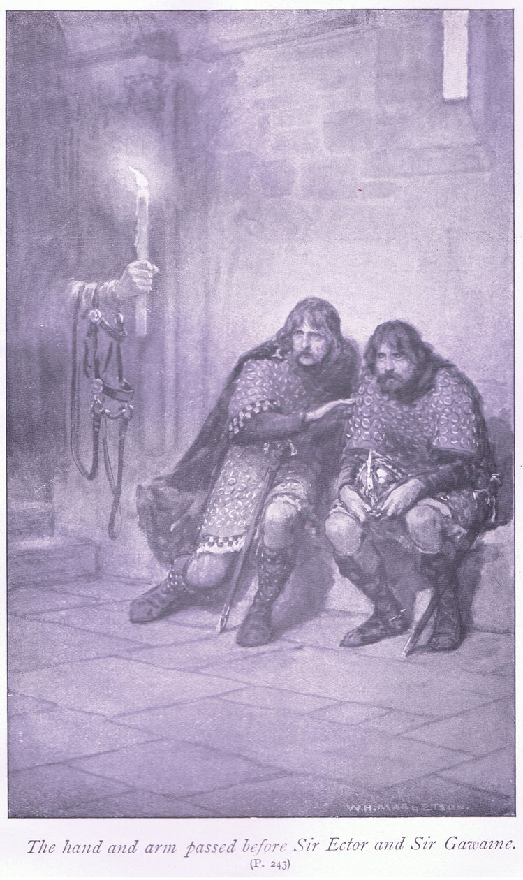 Hånden og armen gik forbi Sir Ectar og Sir Gawaine af William Henry Margetson