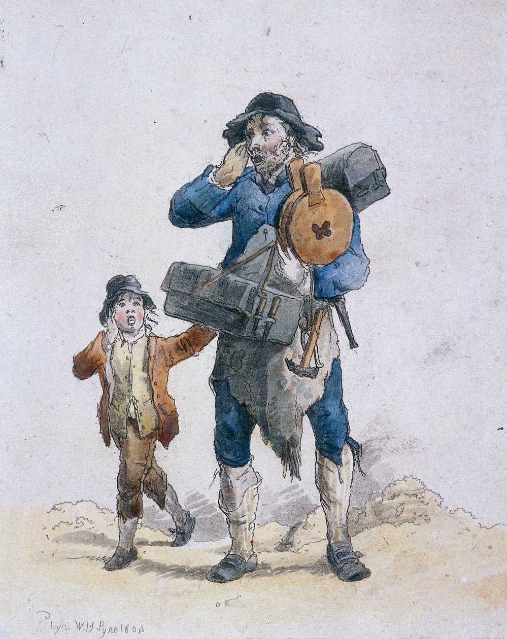 En tinker og et barn, Provincial Characters, 1804 af William Henry Pyne