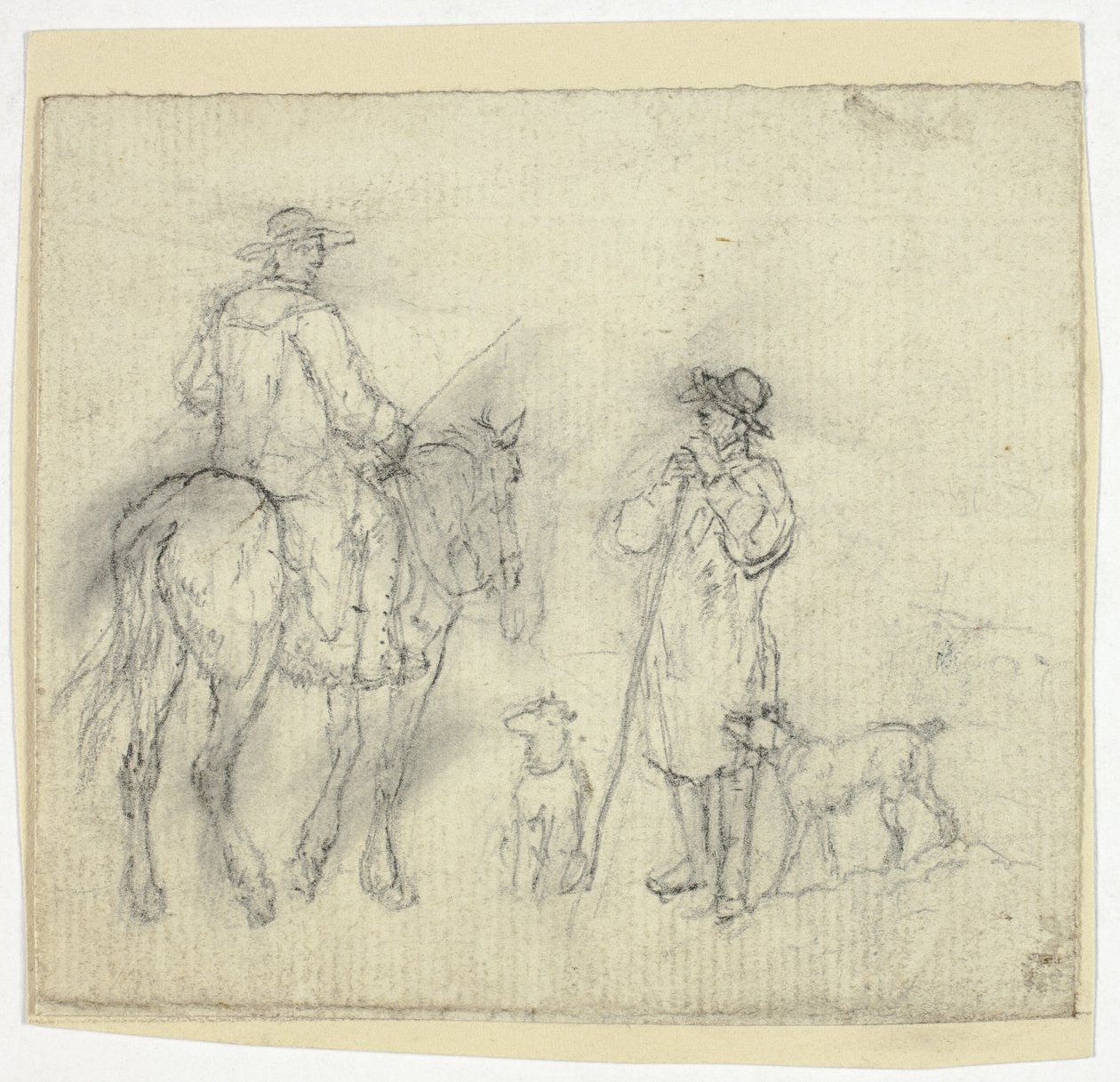 Mand med hunde og en anden til hest af William Henry Pyne