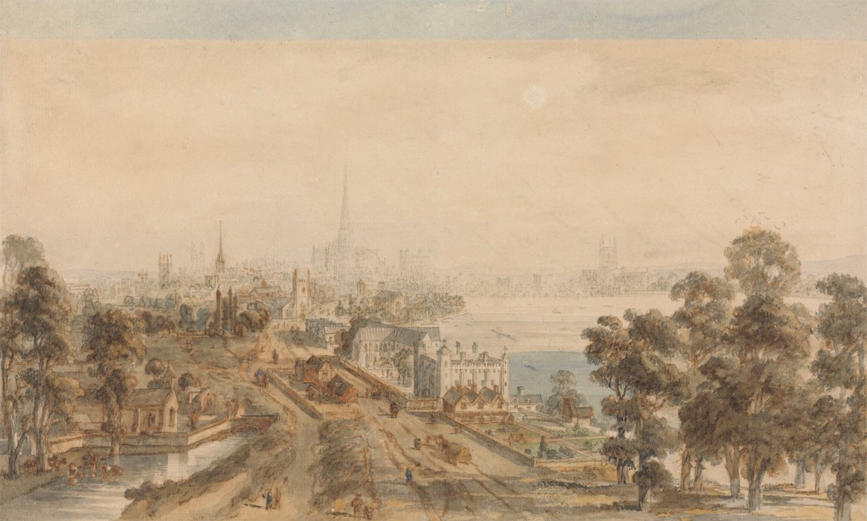 Gamle London, udsigt fra St. James Park, der kigger mod øst af William Henry Pyne