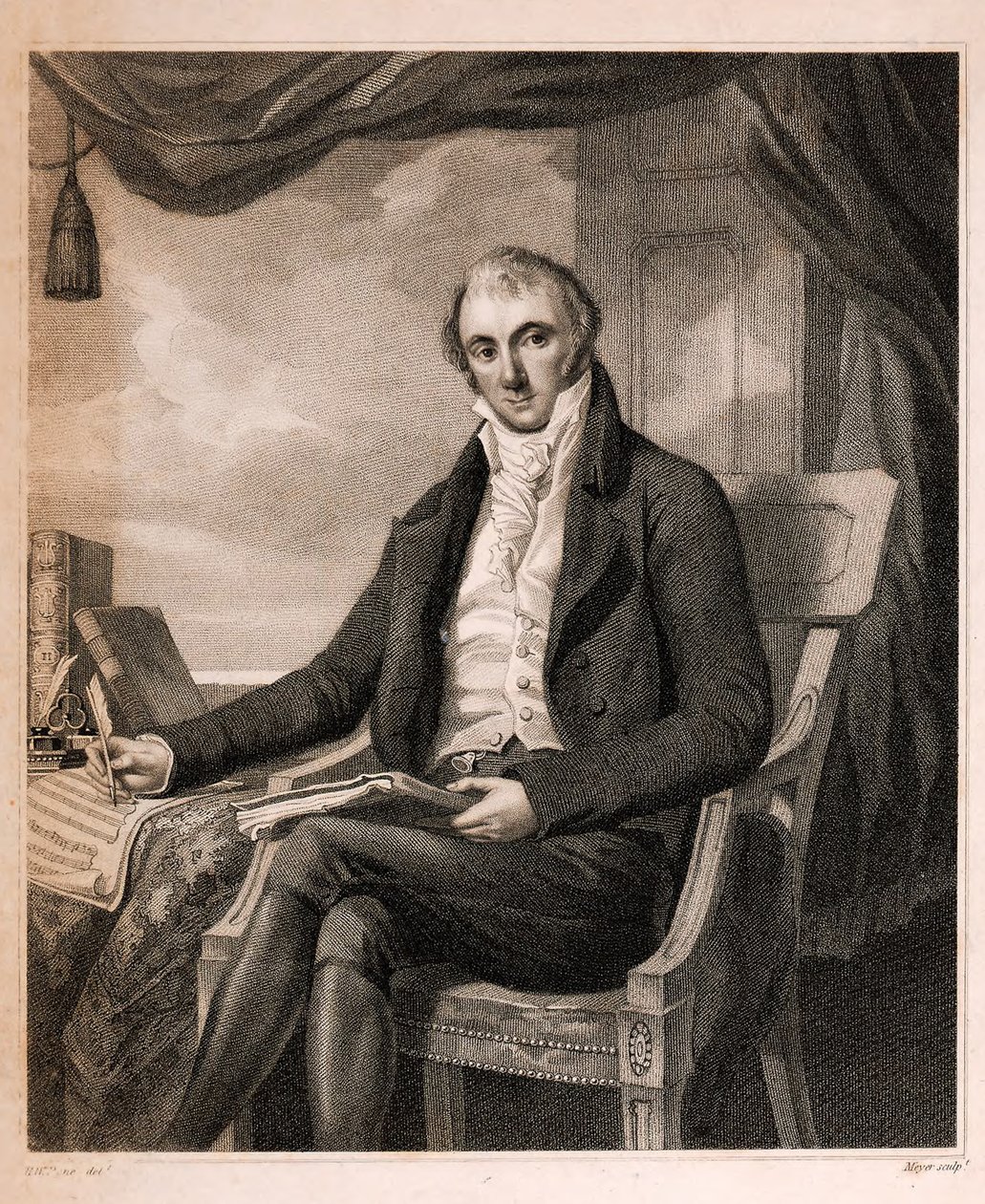 Portræt af pianist og komponist Joseph Wölfl 1773-1812, 1811. af William Henry Pyne