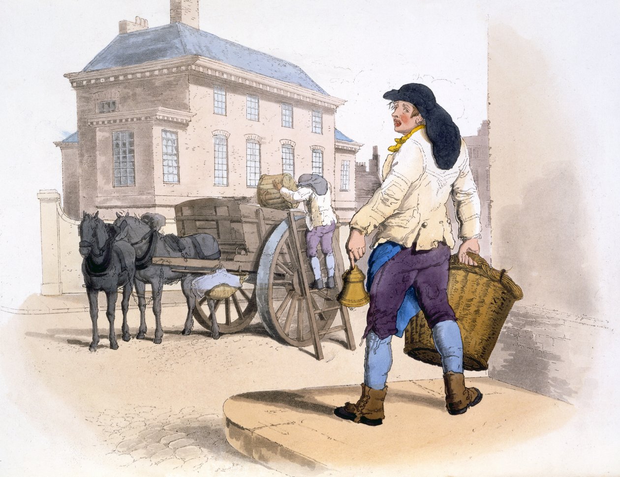 Rubbish Collectors, fra The Costumes of Great Britain, pub. af Henry Miller, 1805 (håndkoloreret tryk) af William Henry Pyne