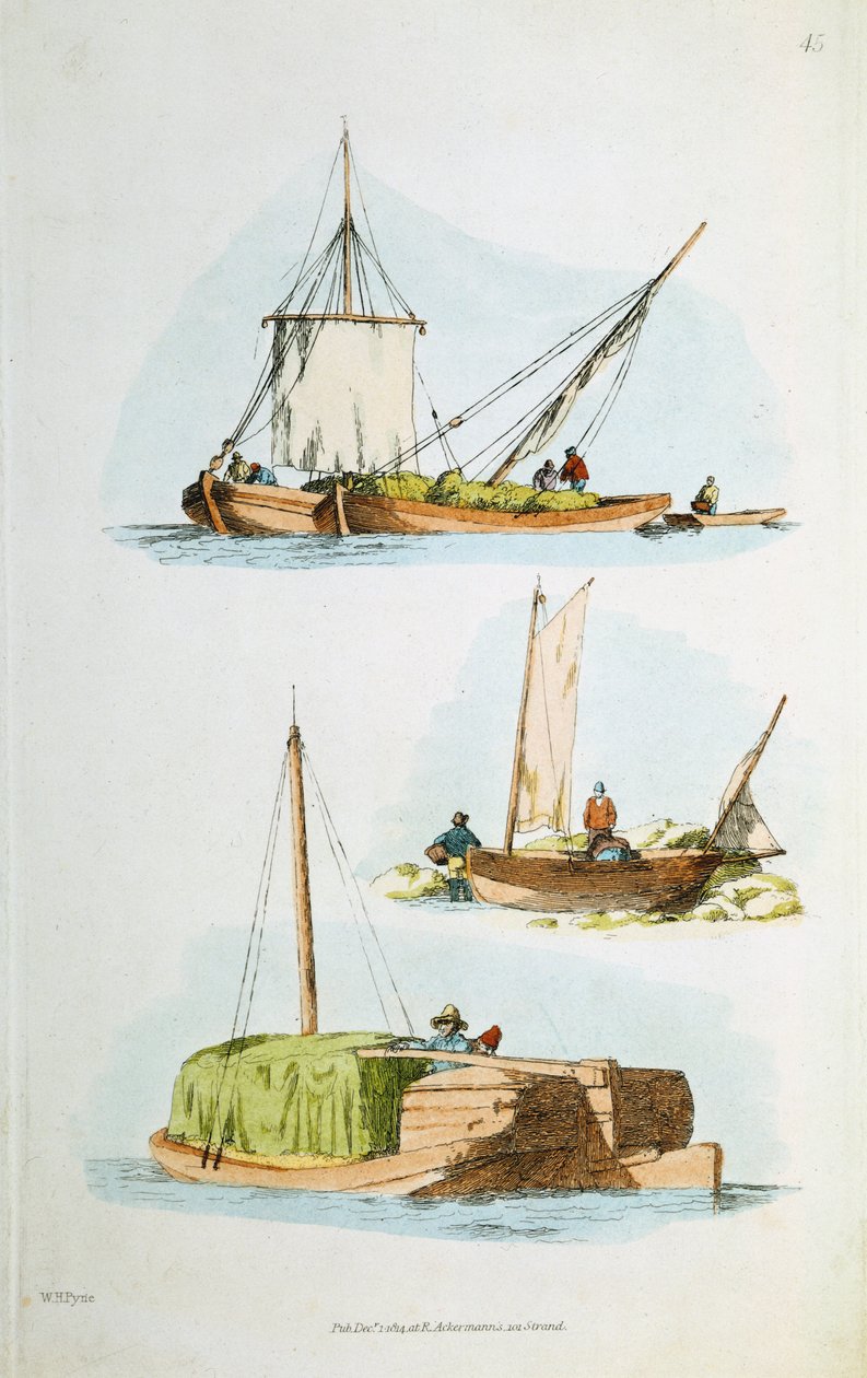 Traditionelle Norfolk-både, 1814 af William Henry Pyne