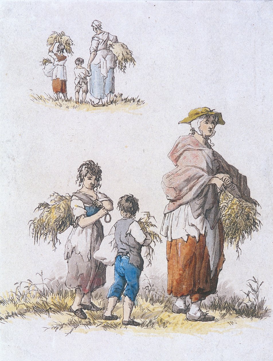 Opsamling af kvinder og børn, Provincial Characters, 1802 af William Henry Pyne