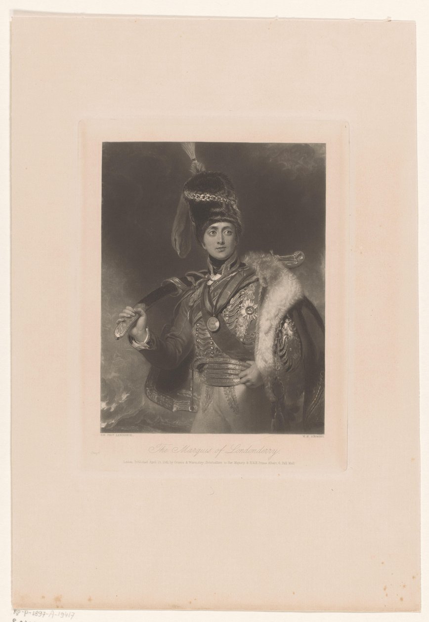 Portret af Charles William Vane klædt som Charles William Stewart The Marquess of Londonderry (titel på objekt) af William Henry Simmons