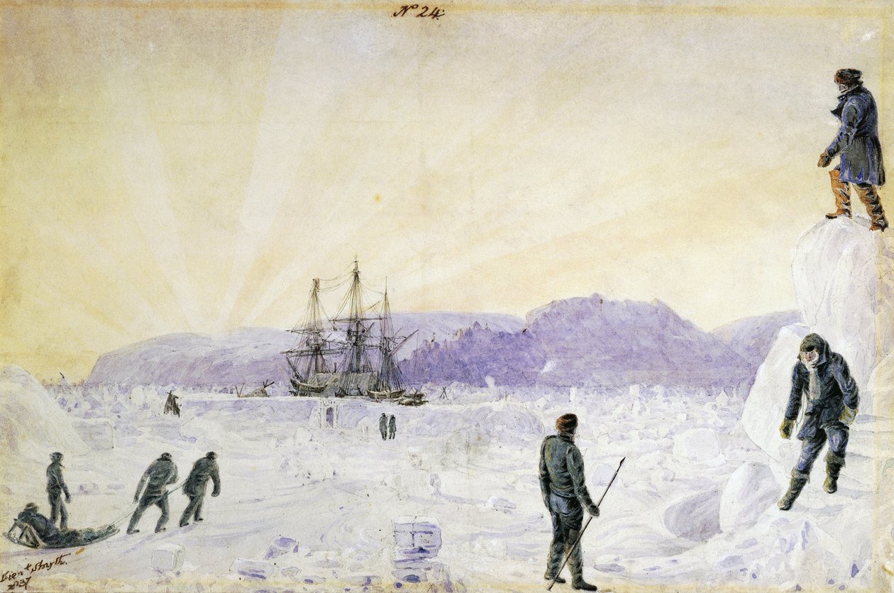 HMS Terror fanget i isen nær Southampton Island, Nunavut, Canada