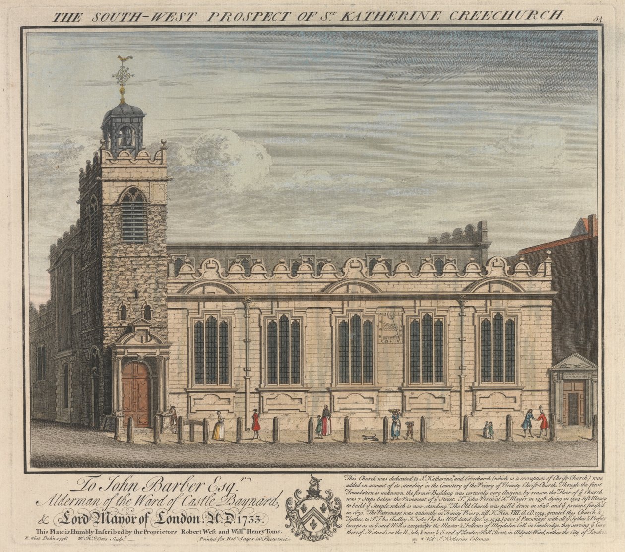 The Southwest Prospect of St. Katherine Cree kirken af William Henry Toms