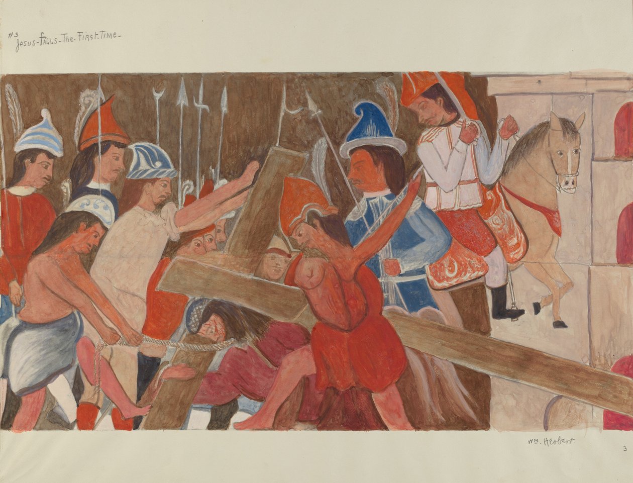 Korsets station nr. 3: Jesus falder første gang, ca. 1936. af William Herbert