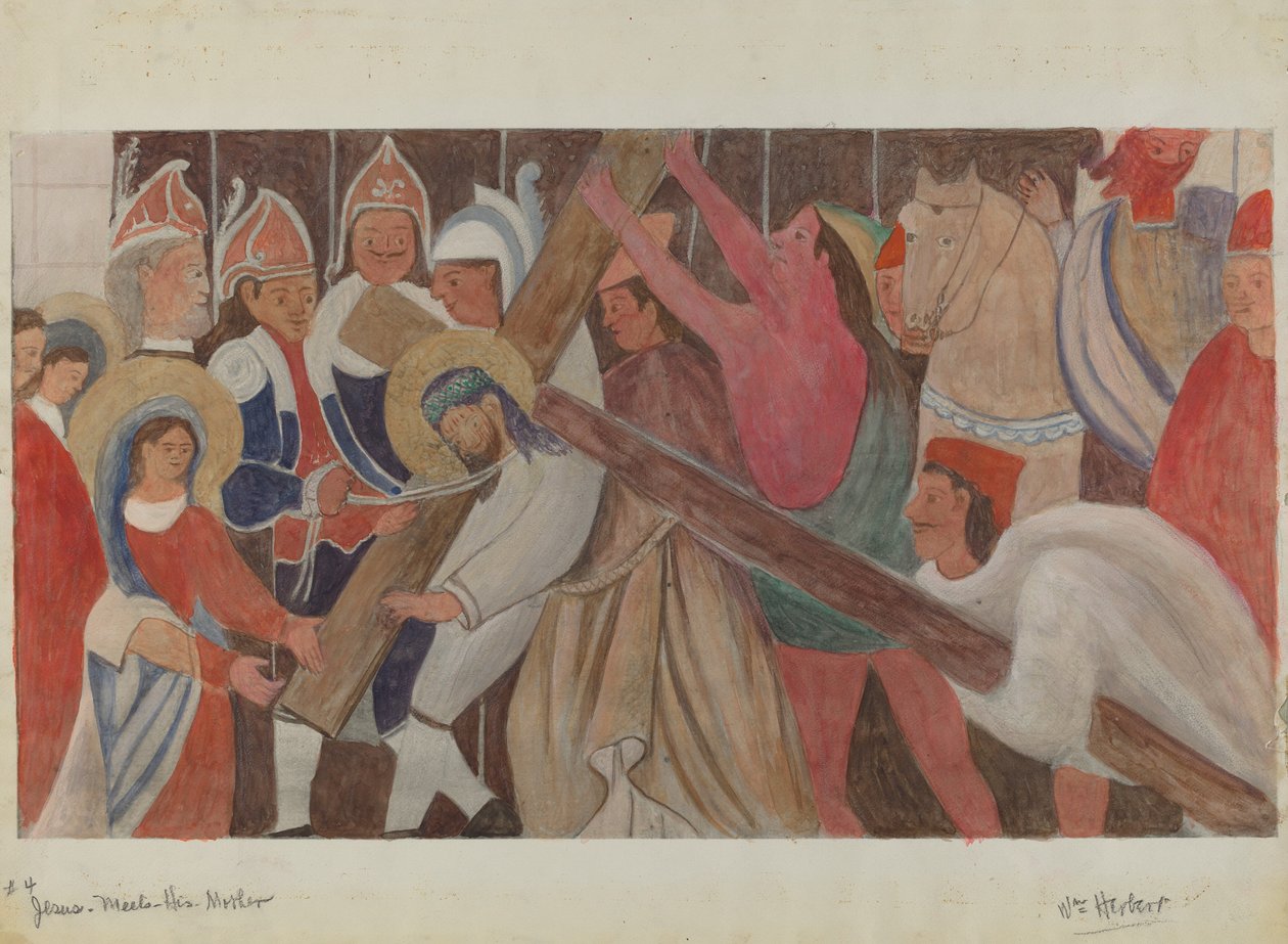 Korsets station nr. 4: Jesus møder sin mor, ca. 1936. af William Herbert