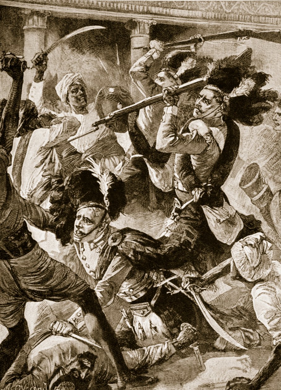 The Second Relief of Lucknow, november 1857 (litho) af William Heysham (after) Overend