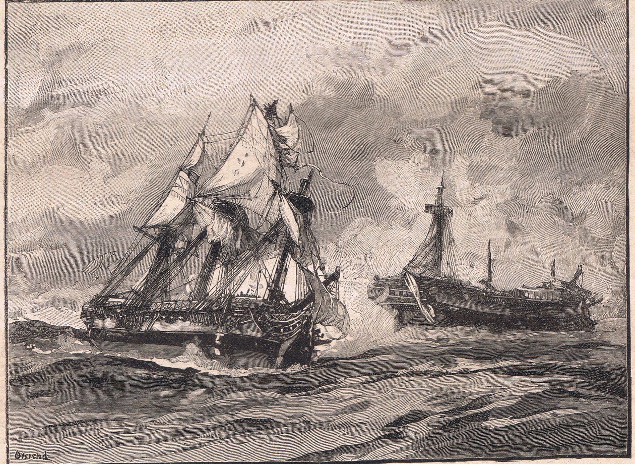 Arethusa og Belle Poule AD 1778 af William Heysham Overend
