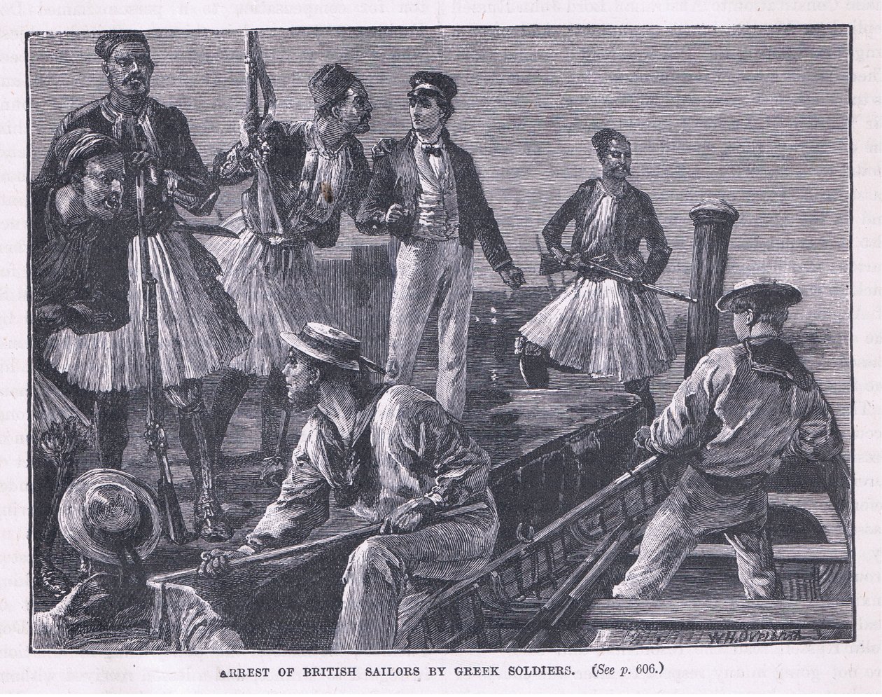 Arrestation af de britiske sømænd af græske soldater 1850 e.Kr af William Heysham Overend
