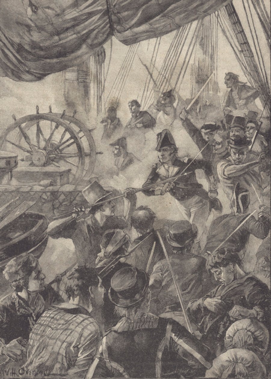 Boarding (litho) af William Heysham Overend