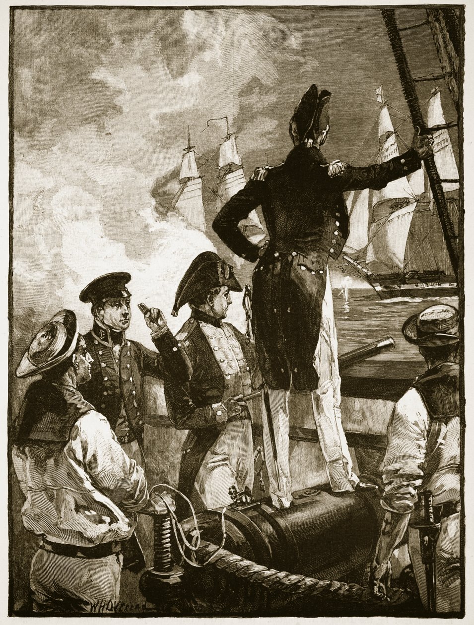 Kaptajn Walpole opsnapper hertugen af Saldanhas skibe, illustration fra 