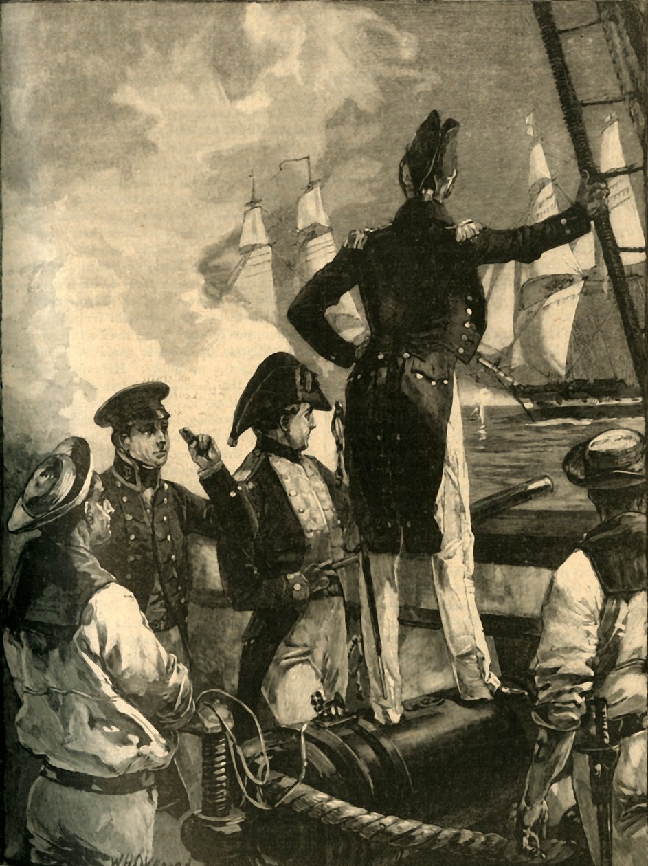 Kaptajn William Walpole opsnapper hertugen af Saldanhas skibe, Liberal Wars, 1829 c1890. af William Heysham Overend