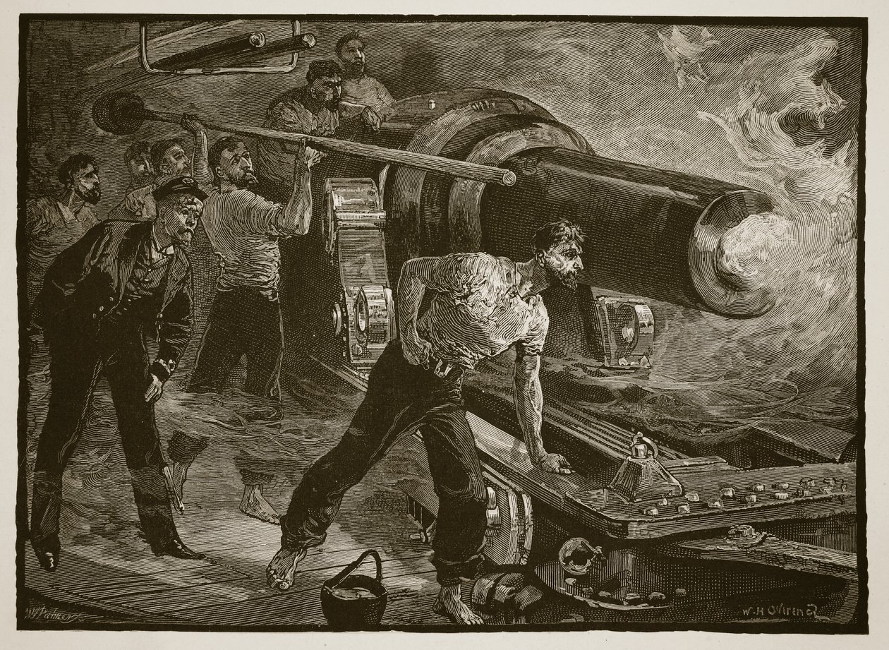 Søkrigsførelse: arbejder med en skibspistol, indgraveret af W.J. Palmer af William Heysham Overend