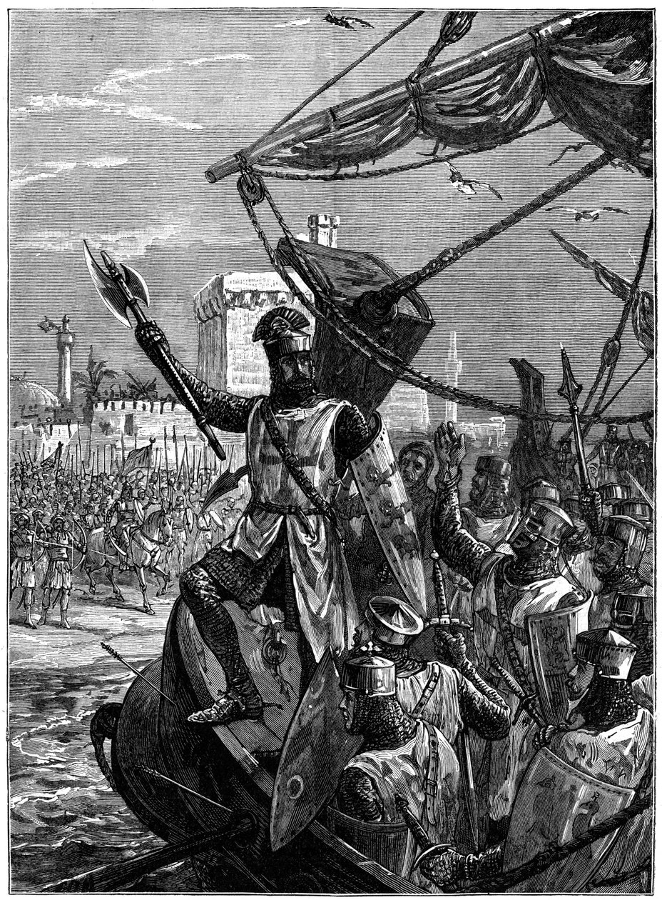 Richard I, Coeur de Lion lander ved Jaffa Joppa, september 1191, c1880. af William Heysham Overend