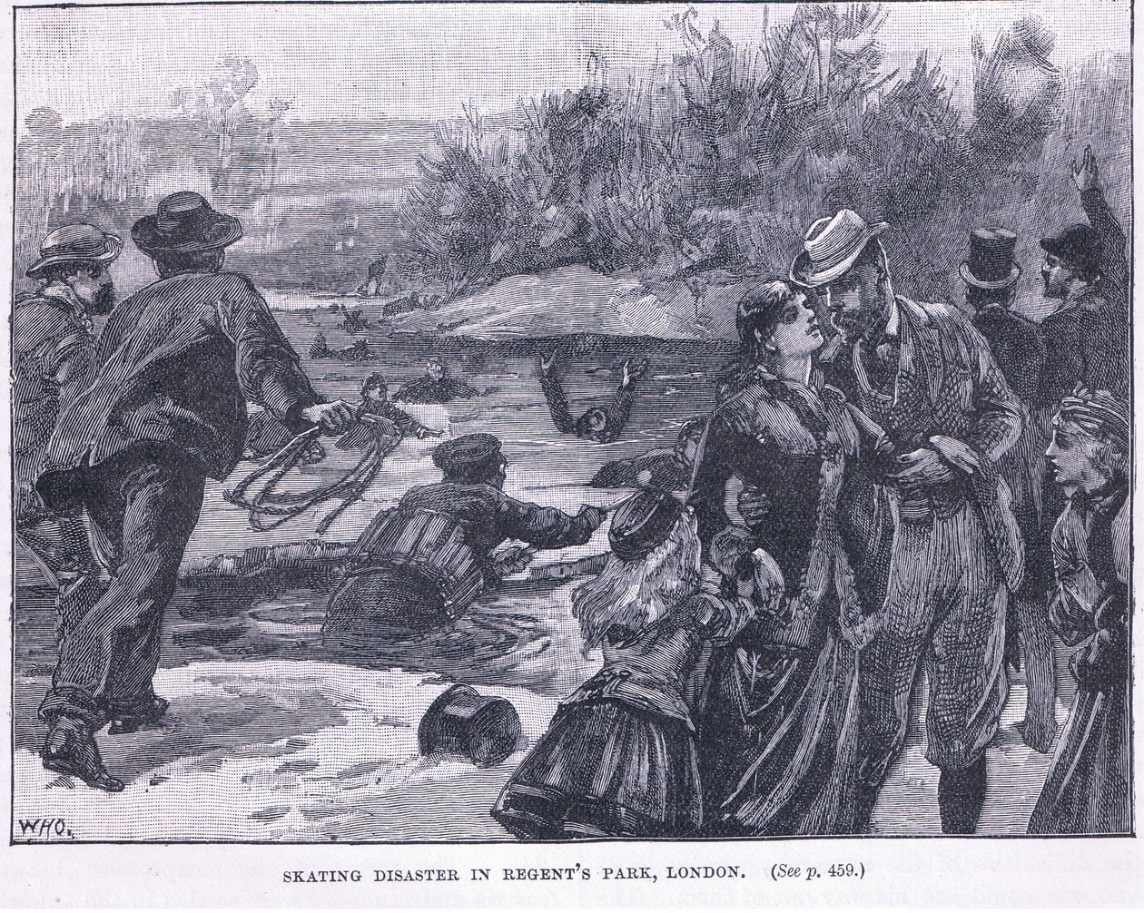 Skøjtekatastrofe i Regents Park, London 1868 e.Kr af William Heysham Overend