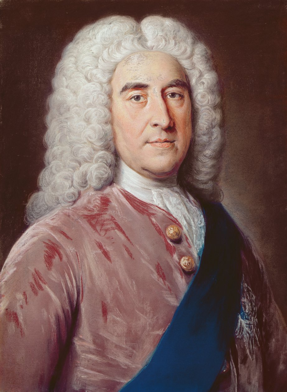 Portræt af Thomas Pelham Holles (1693-1768) hertug af Newcastle under Lyme, (pastel på papir) af William Hoare
