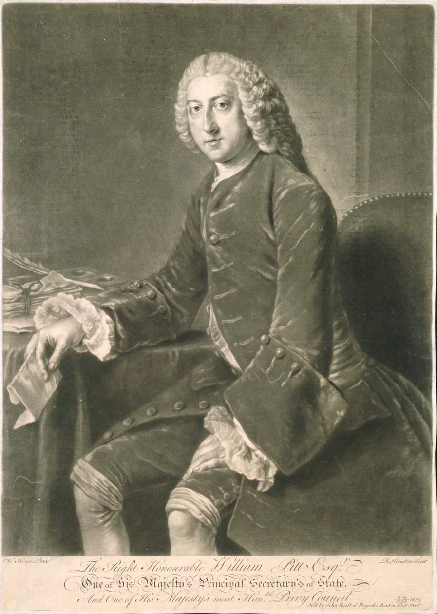 William Pitt, Principal Secretary of State, graveret af Richard Houston (1721-75) af William Hoare