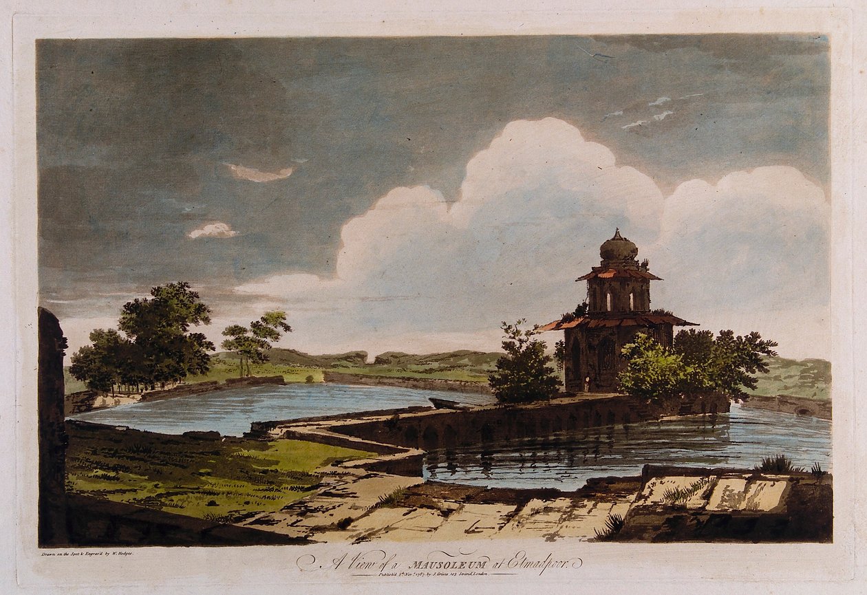 Udsigt til et mausoleum i Etmadpoor af William Hodges