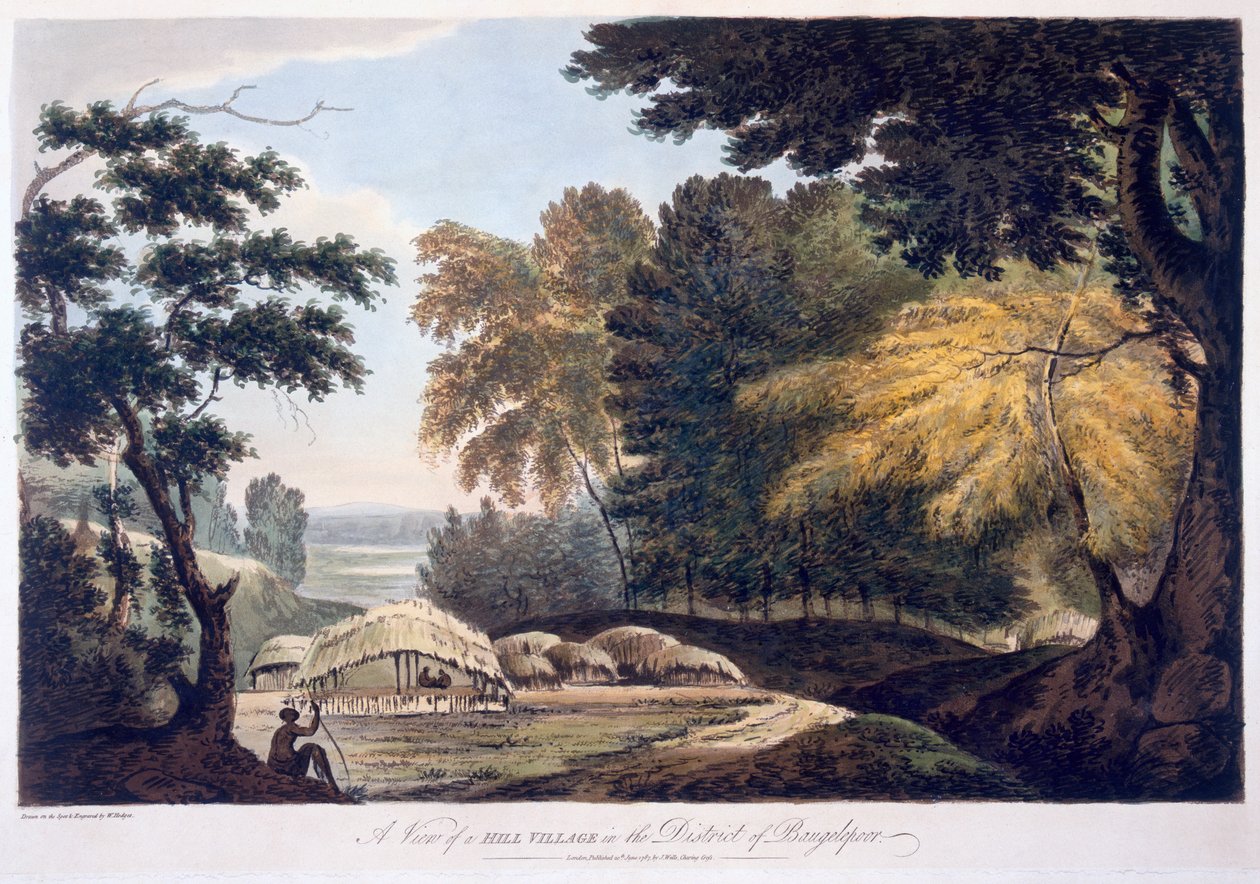 Hill Village i distriktet Bauhelepoor, 1787 (akvatint) af William Hodges