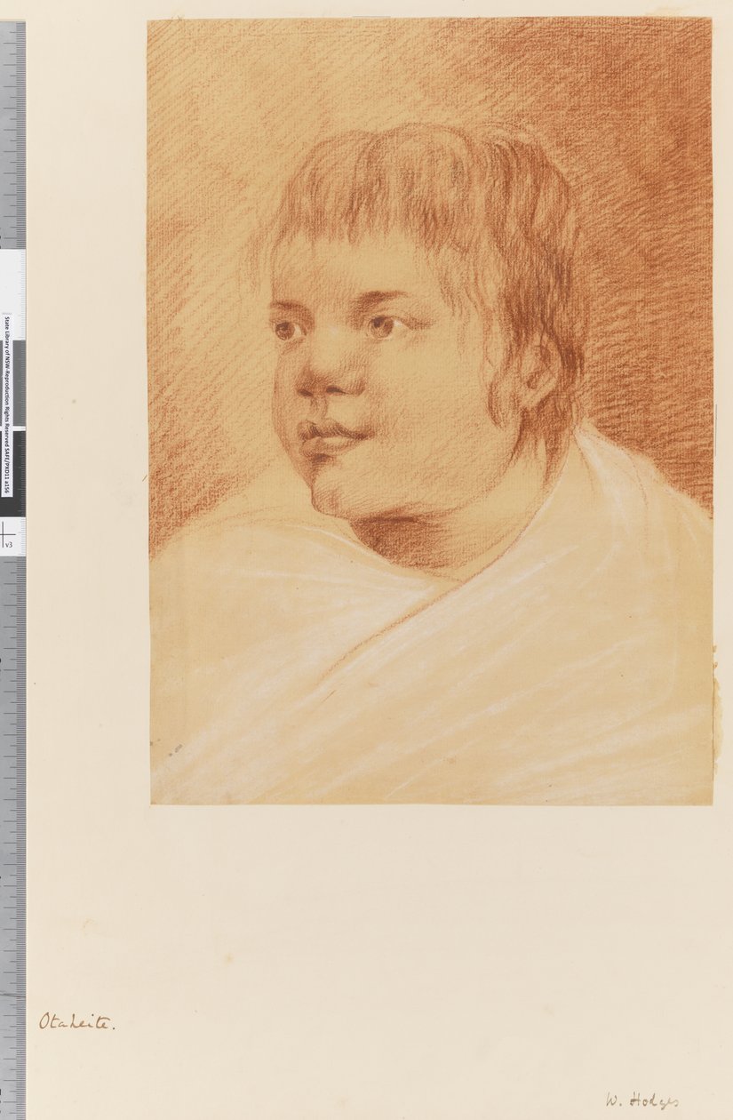 Side 18 Otaheite native, 1768-75 (rød og hvid kridt) af William Hodges