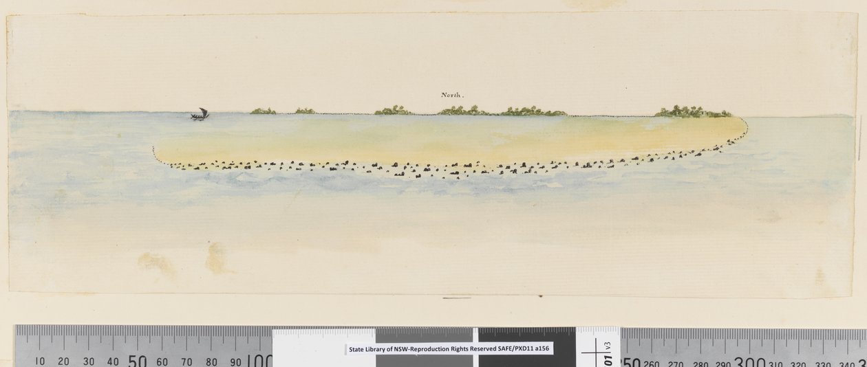 Side 25b/b Profil af uidentificeret Stillehavsø, der viser en lagune af William Hodges