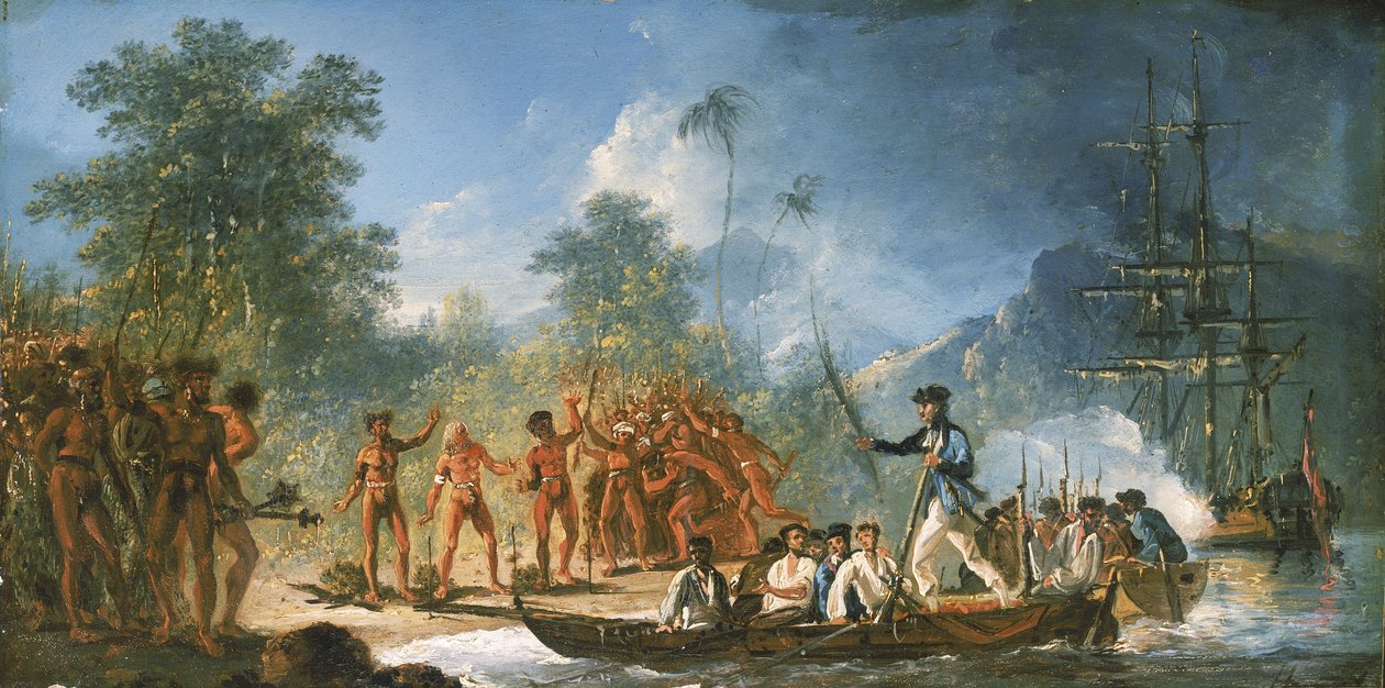 Landgangen på Tanna (Tana), en af de nye hebrider af William Hodges