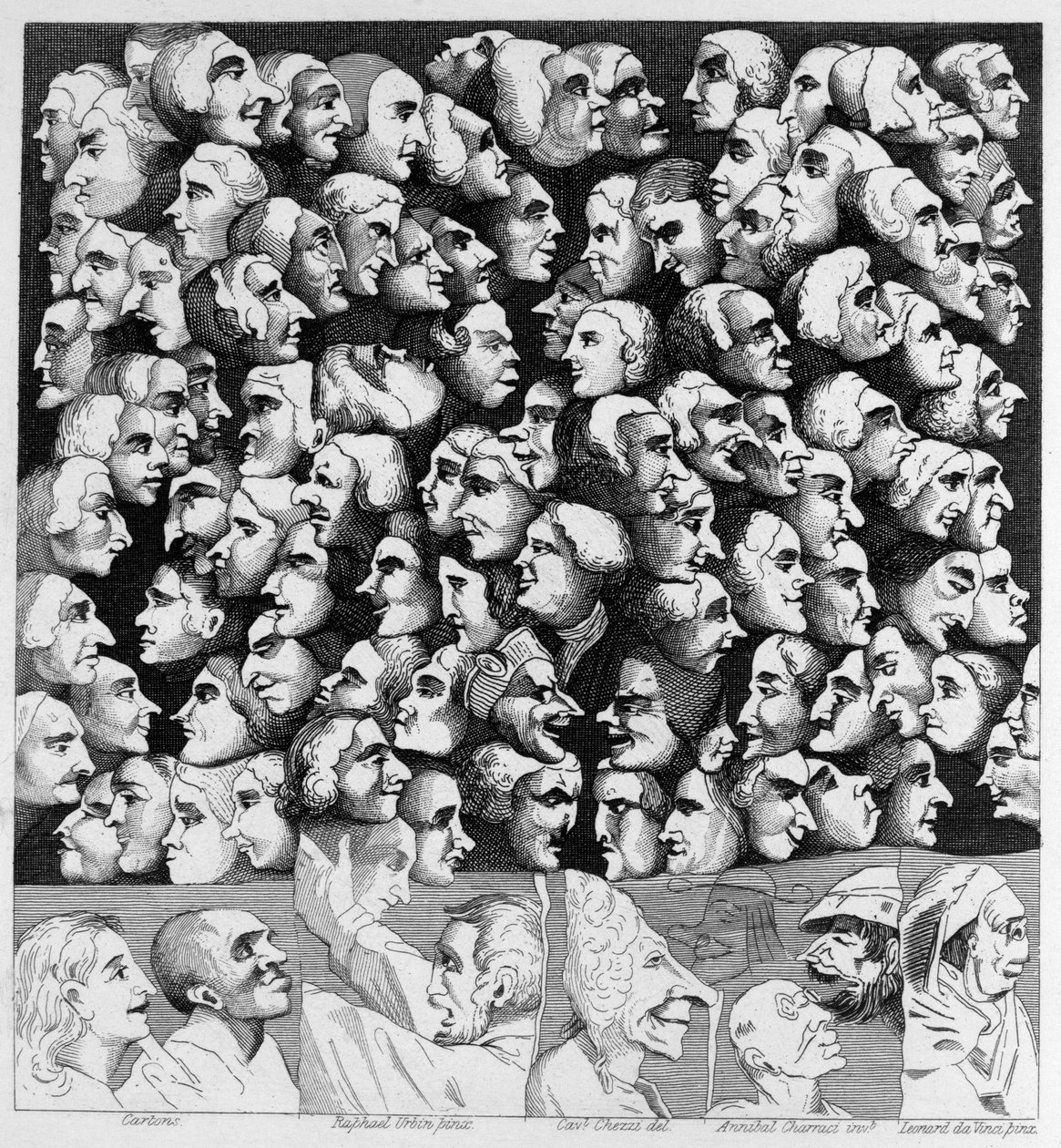 3 tegn 4 karikaturer af William Hogarth