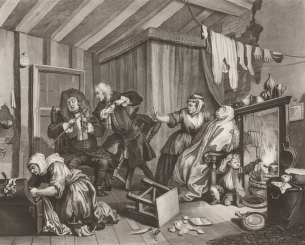 En skøge?S Fremskridt / En hores vej. Blad 5: Død. 1732 af William Hogarth