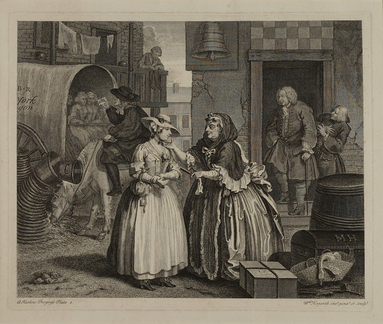 En prostituerets karriere: Tavle 1 af William Hogarth
