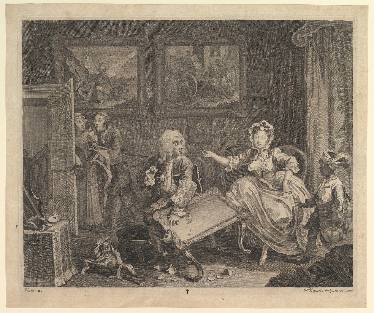 En skøgefremgang, tavle 2, april 1732. af William Hogarth