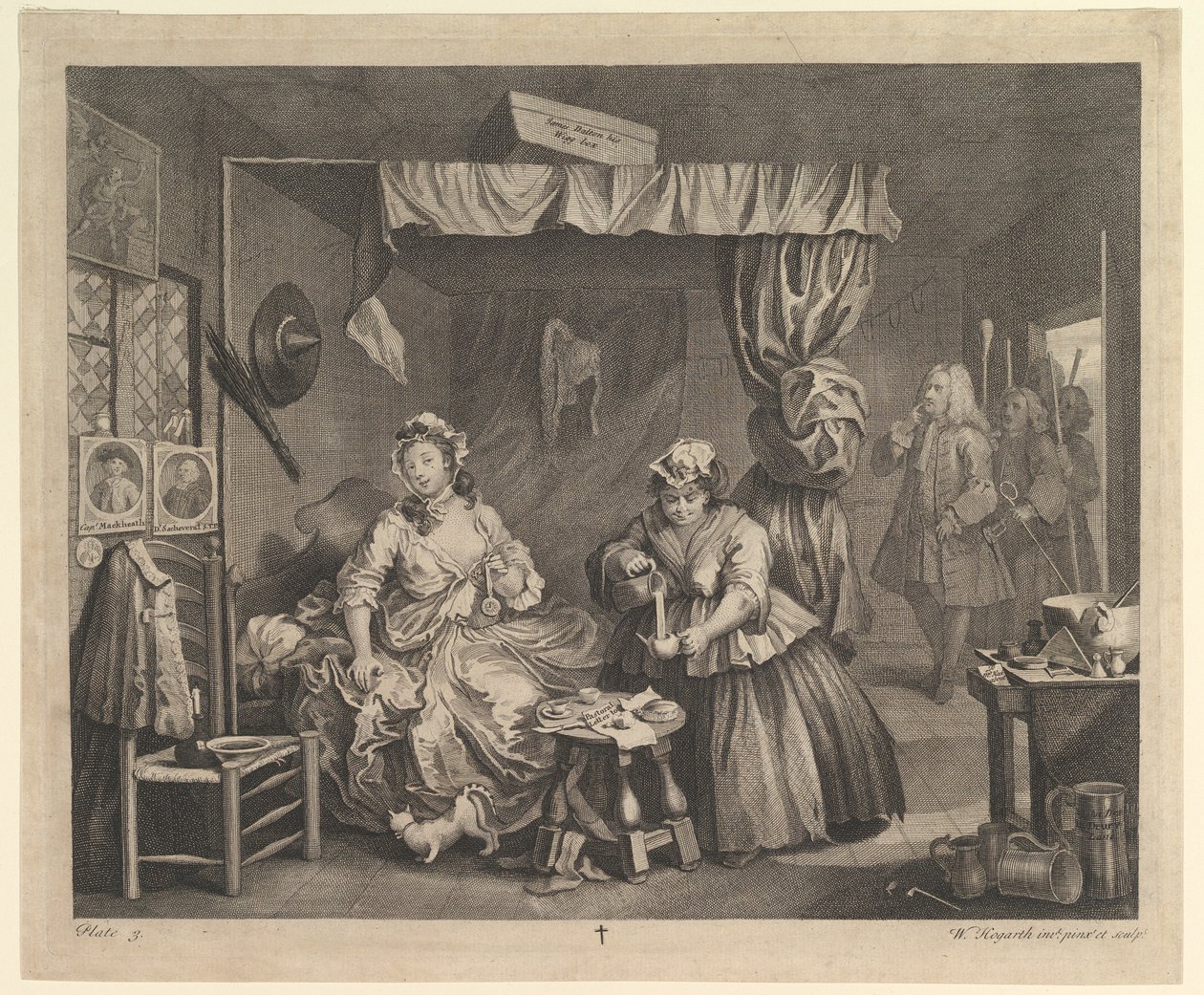 En skøgefremgang, tavle 3, april 1732. af William Hogarth
