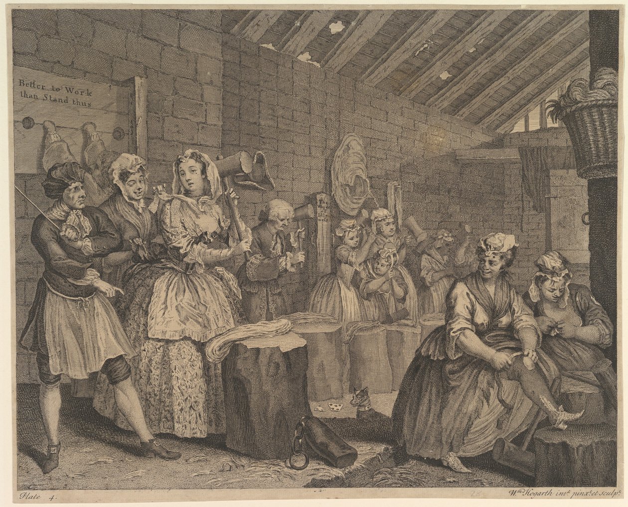 En prostituerets karriere, tavle 4 af William Hogarth