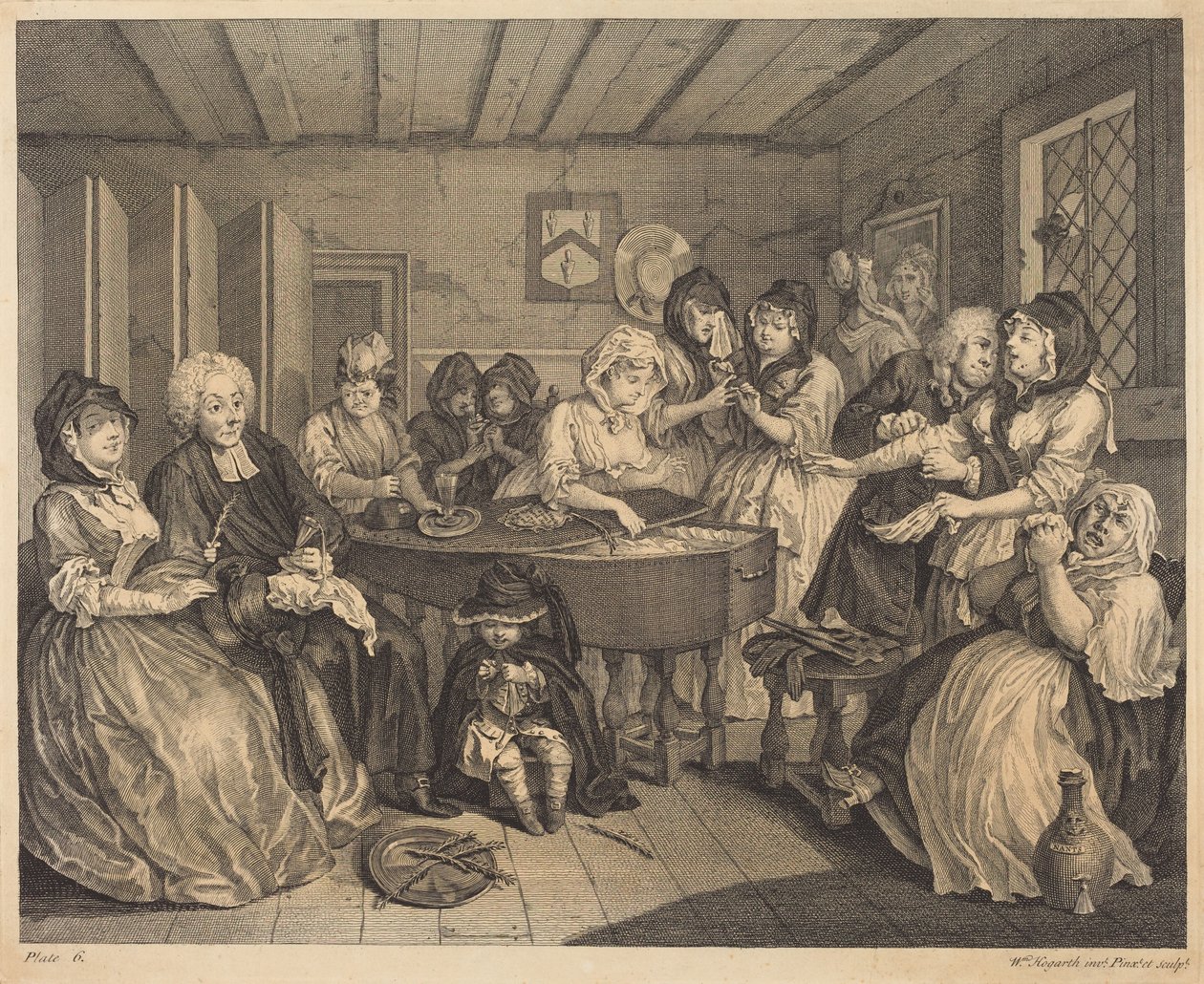 En prostituerets karriere: tavle 6 af William Hogarth