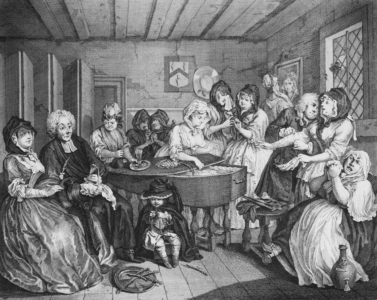 En skøges fremskridt, tavle VI, Begravelsen af William Hogarth