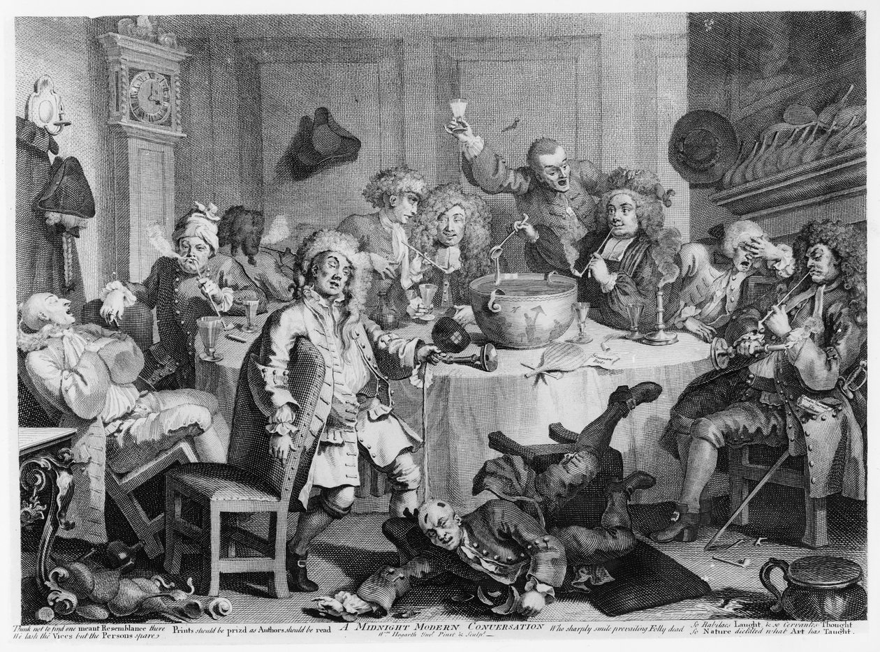 En moderne midnatssamtale af William Hogarth
