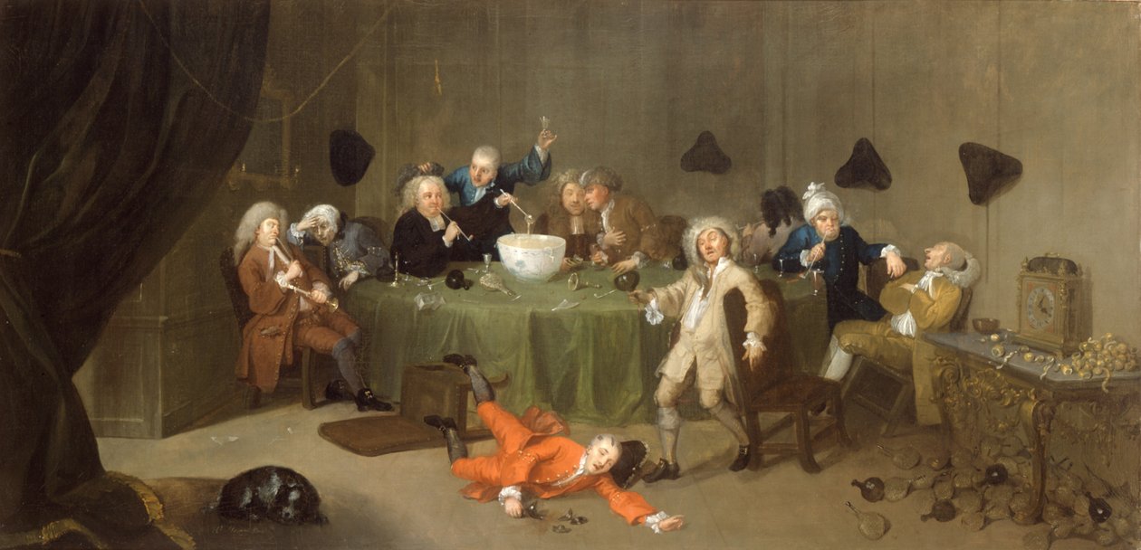 A Midnight Modern Conversation, ca. 1732 af William Hogarth